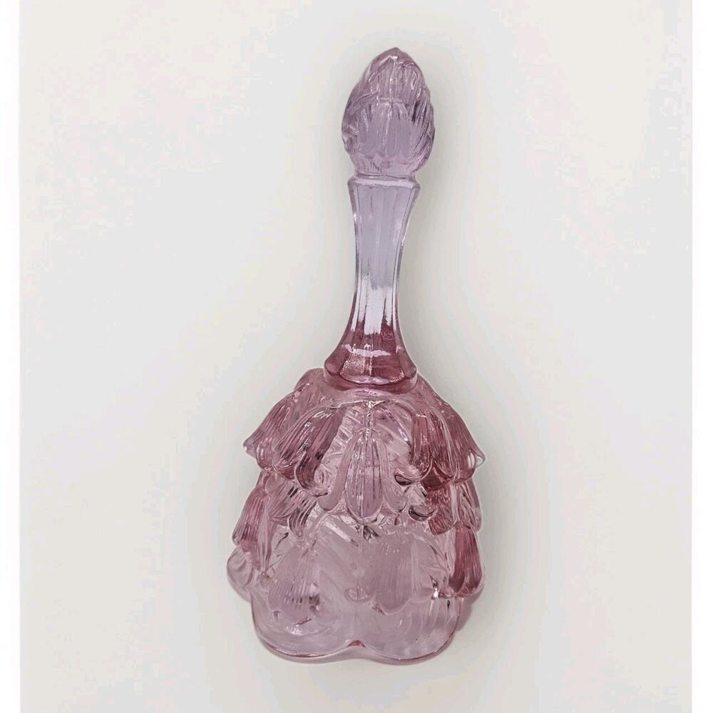 Vintage 6.5" Fenton Vintage Glass Temple Bell Lily Of The Valley Pink Dusty Rose